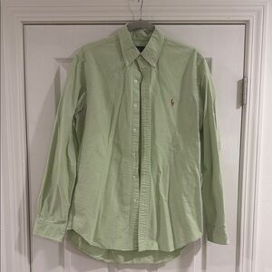 Ralph Lauren Green Casual Button Down Shirt Classic Design